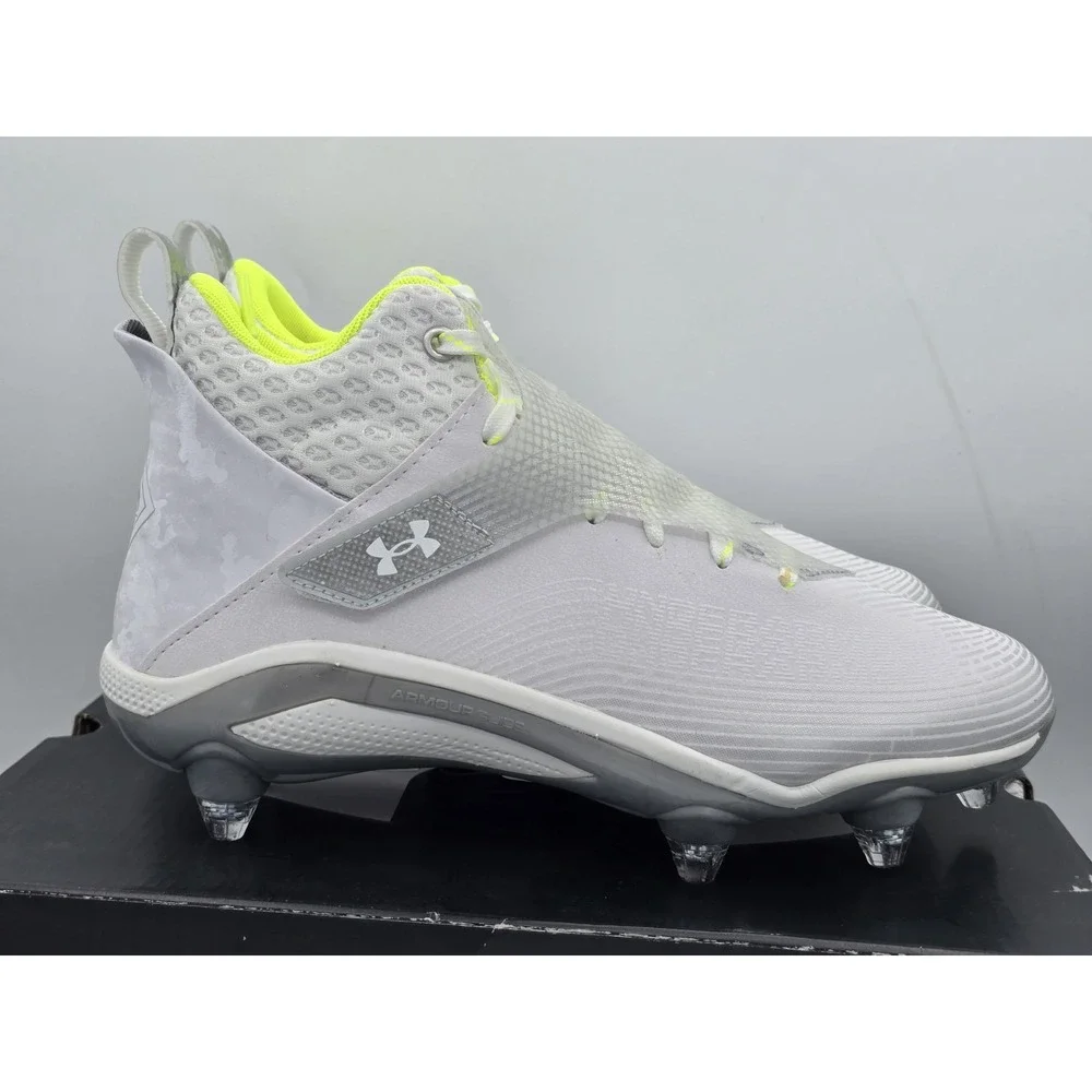 Under Armour Men's‎ UA Highlight Hammer D Football Cleat White/Metallic Sz 8 M